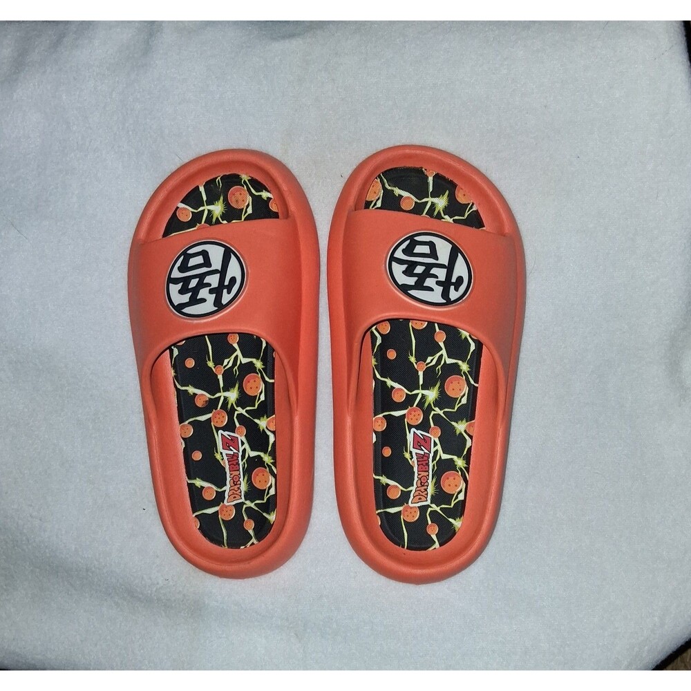 Dragon Ball Z Goku Ground Up Kanji Sandals Slides Orange Size 7 Mens